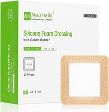 Silicone Foam Dressing with Gentle Border 4''x4'', 20 Pack 4''x4'' 20 Packs 