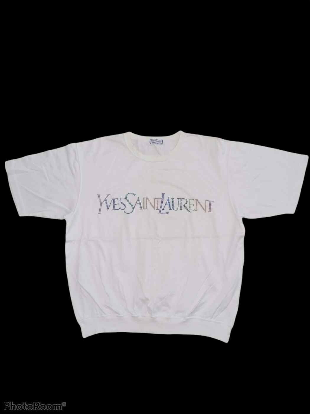 YSL Yves Saint Laurent Paris Felpa Arcobaleno Maglietta Grande Logo