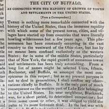 1837 newsaper w early written SKETCH OF BUFFALO NEW YORK Niagara Falls LAKE ERIE