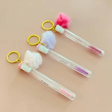 3 for $10 Tube Eyelash Brush/Spoolie with Furball & Gold Keychain | Mascara Wand