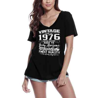 ULTRABASIC Damen T-Shirt V-Ausschnitt Vintage 1976 gealtert, um toll zu sein Vintage