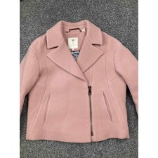 Ted Baker Wool Coat Asinata Cropped Blend Size 1 Biker Motto Jacket Blazer Pink