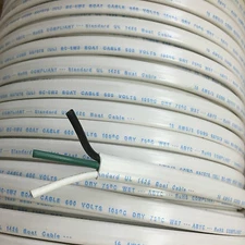 16/3 AWG Gauge Marine Grade Wire AC, Boat Cable, Tinned Copper, Flat Triplex