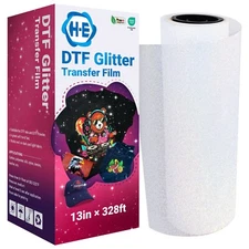 CA PICKUP-13" x 328ft DTF Glitter Transfer Film Roll DTF PET Film Roll Cold Peel