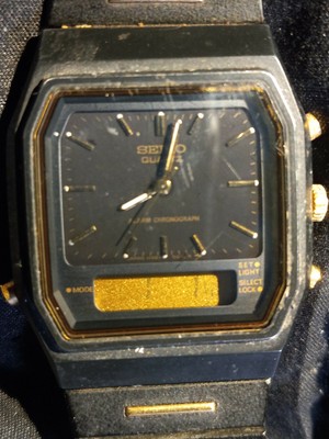 SEIKO H461-5030 Vintage Digital \u0026 Anolog Alarm CHRONOGRAPH Black \u0026 Gold  Classic | eBay
