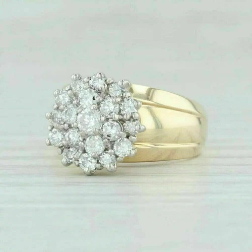 2Ct Lab Created Diamond Waterfall Cluster Cocktail Ring 14K Yellow Gold Plated
