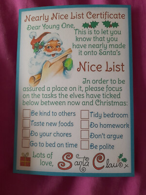 Weihnachtsmann fast schöne Liste Zertifikat.