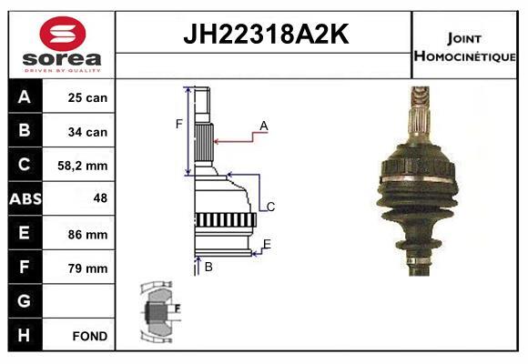 Jeu de joints arbre de transmission SNRA JH22318A2K cardan PEUGEOT PARTNER