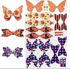 Preprinted faux leather hair bows Makes up to 6 bows Cut and Craft DIY Halloween