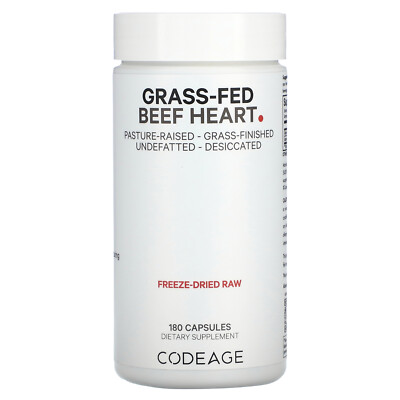 Grass-Fed , Beef Heart, Pasture Raised, 180 Capsules