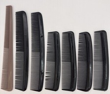 Vintage USA Made Hair Combs Pocket Size To 7.25" Black Brown Lot Of 7 Pcs.