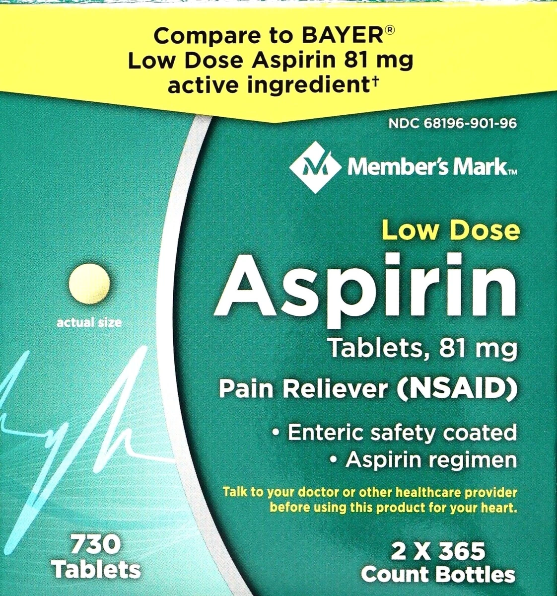 Kirkland Signature Low Dose Enteric Coated Aspirin Tablets,