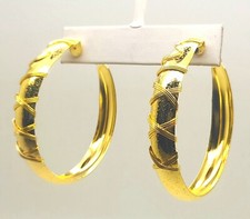 Pretty wide twist style gold color Round 2" Hoop light weight fashion Earrings