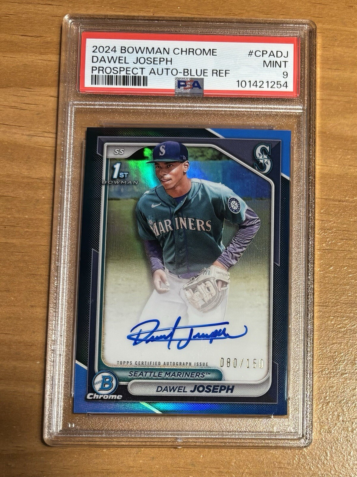 2024 Bowman Chrome 1st Dawel Joseph Blue Refractor Auto /150 Rookie RC SP PSA 9
