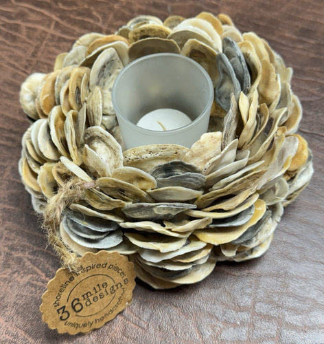 31 Mile Designs Natural Oyster Shell Artist Handcrafted Votive Candle Holder - Picture 2 of 7
