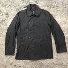 Fay Waxed Cotton Coated Canvas Lightweight Utility Jacket Sz L Black Pea Utility