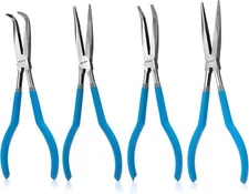 02105A (4) Long Nose Plier 11” Long Reach, Straight, Angle, Curved Pliers, 45 &