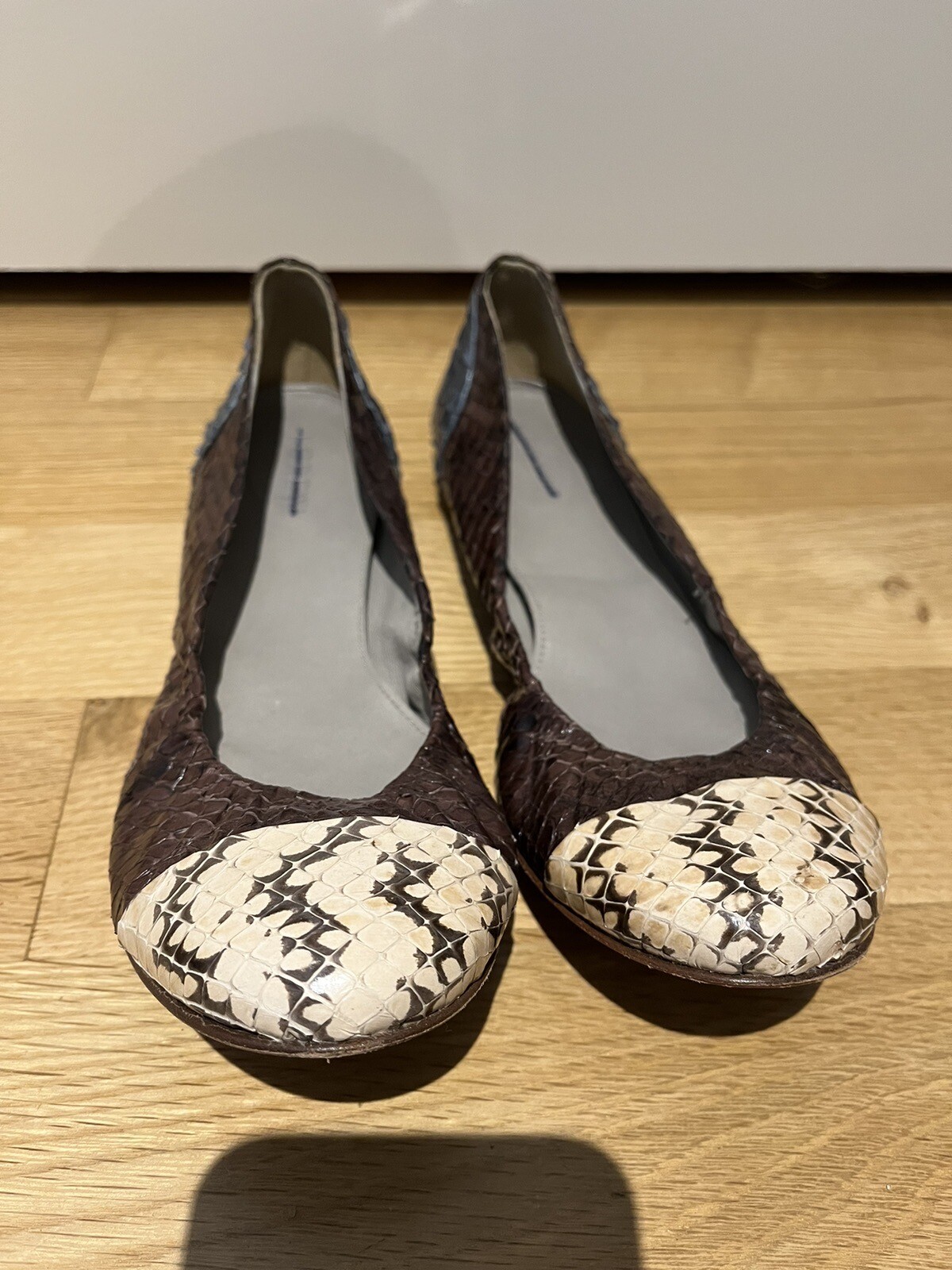 Jcrew Cece Snake Python Ballet Flat 7.5 Blue Crea… - image 3