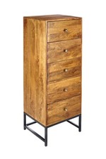Elm Home And Garden Solid Mango Wood Tall 5 Boy Chest Of Drawers Dark Oak Finish