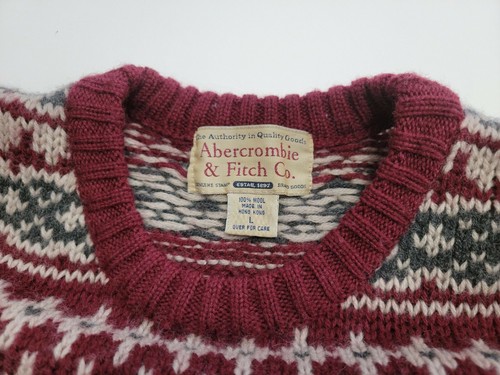 Vintage Abercrombie And Fitch Mens L 100% Wool Sweater Nordic Heavy Chunky Knit - Picture 7 of 12