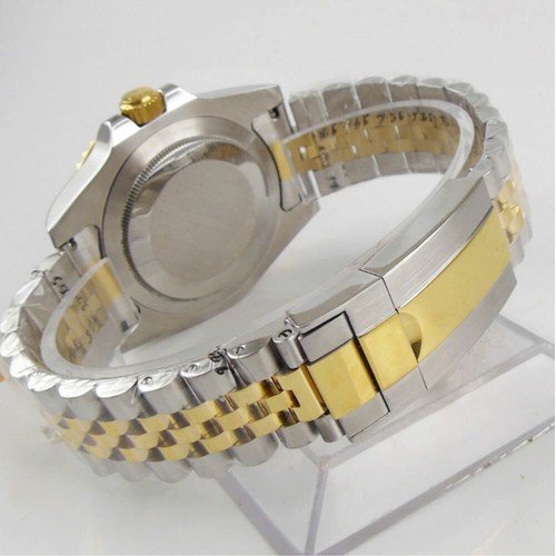 Gold Plated Day/Date Sapphire Mens Automatic Watch NH36 Silver Dial Jubilee Band - Picture 6 of 6