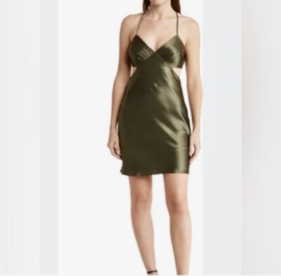 TOPSHOP Nordstrom Satin Cut Out Mini Dress Formal Tie Back