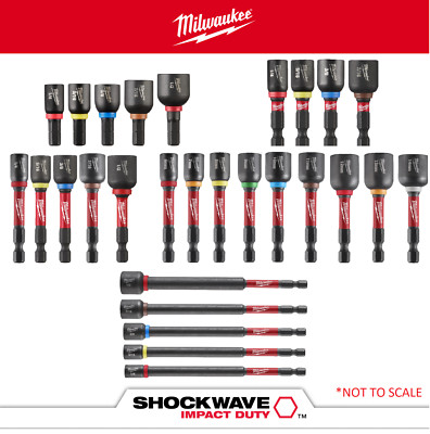 Milwaukee SHOCKWAVE  Impact Duty Magnetic Nut Driver Bits ALL SIZES IN STOCK