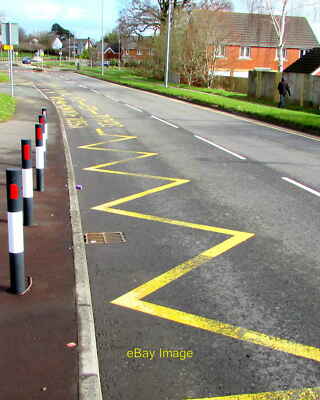 Photo 6x4 Zigzag yellow markings on Willowbrook Drive, St Mellons, Cardif c2020