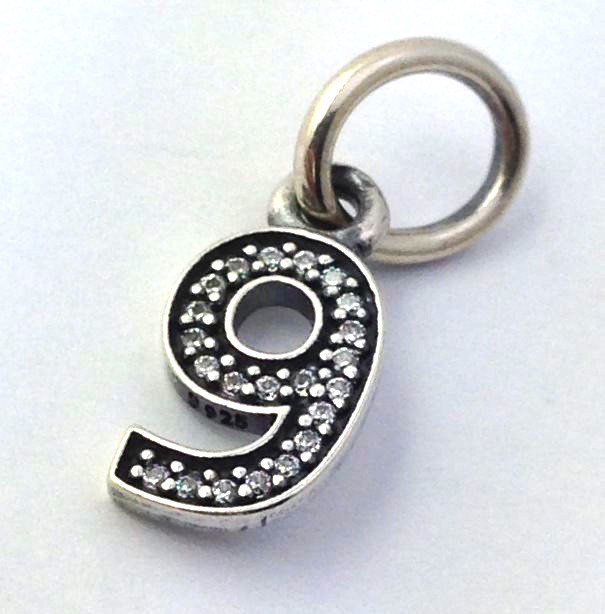 Authentic Pandora Sterling Silver Number Nine 9 Dangle