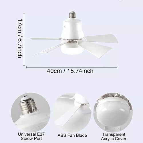 3 Color Dimmable Socket Fan with Light Quiet Ceiling Fan Light White Ceiling Fan - Picture 15 of 19