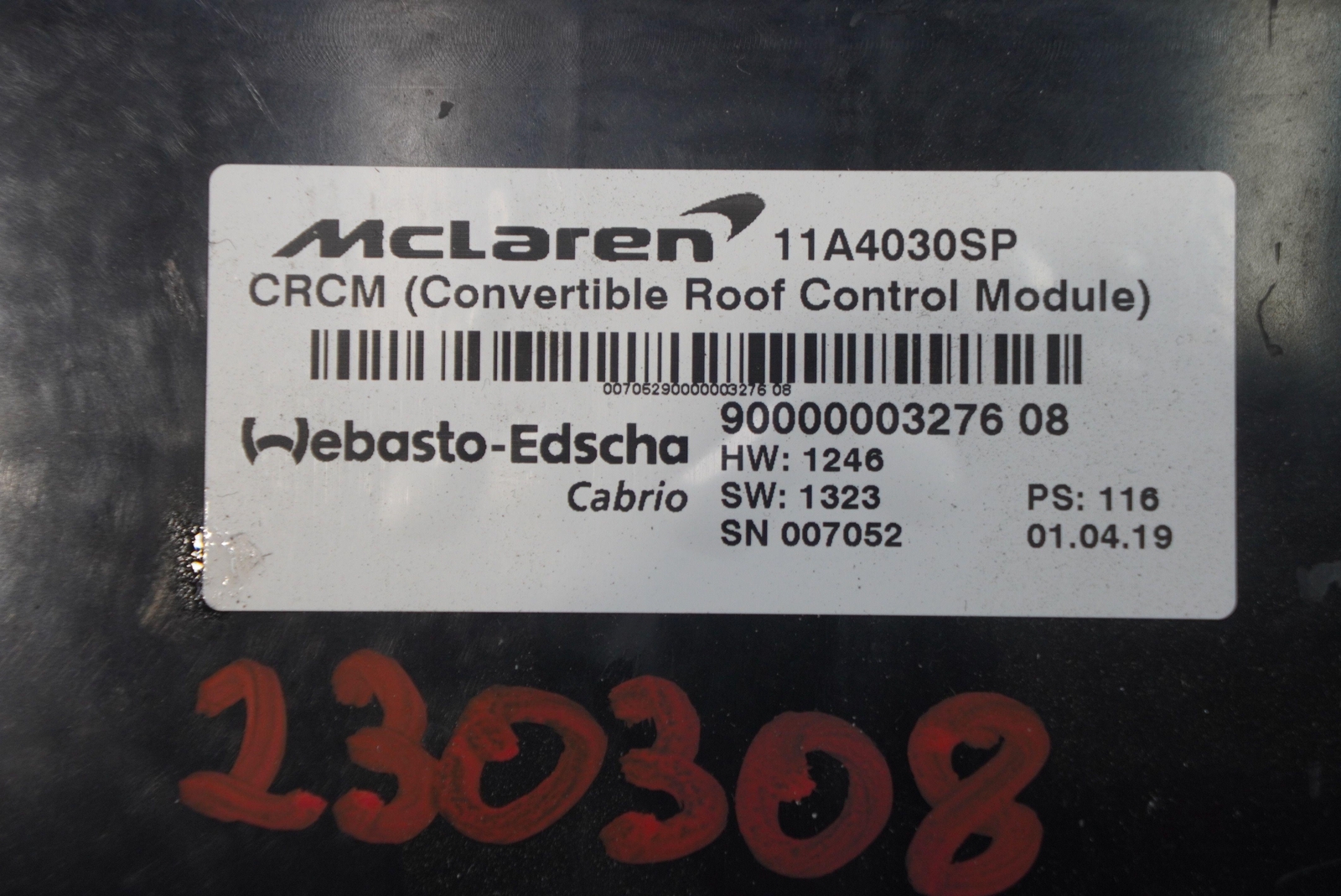 Convertible Roof Top Computer Control Module ECU 11A4030SP OEM McLaren 570S 2019