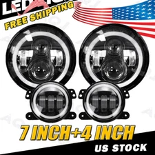 for Freightliner Coronado 7inch Round LED Headlights + 4inch led Fog Light Combo