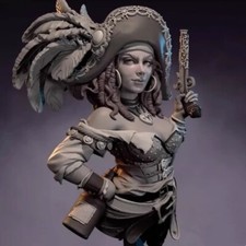 Unassembled Unpainted 1/10 resin figures model Fantasy Pirate Girl Bust  GK KIT