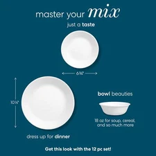 NEW Winter Frost White, round 12-Piece Dinnerware Set, Dishwasher Safe, Kitchen