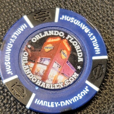 ORLANDO HD DISNEY SPRINGS - FLORIDA (Blue Full Color) Harley Davidson Poker Chip