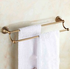 Antique Brass Bathroom Towel Rack Holder Wall Mounted Double Towel Bar Gba077