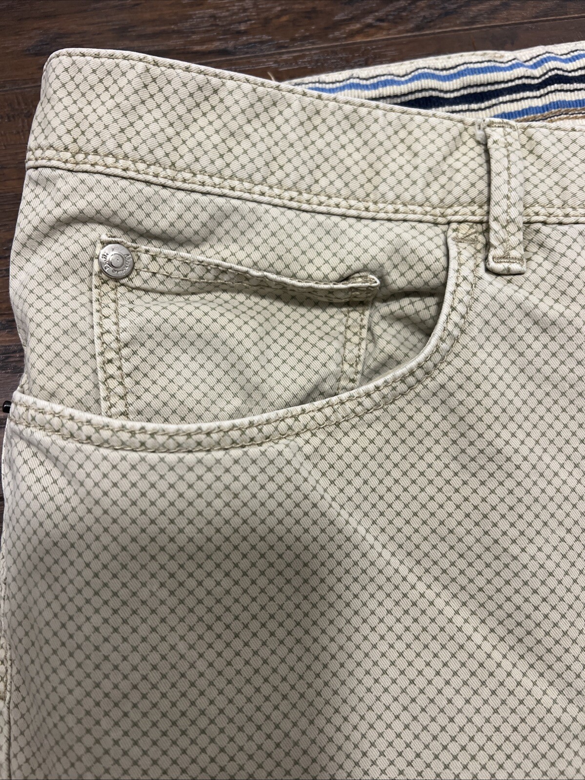 Massimo Dutti Chino Trousers Pants Mens 36x31 Beige Patterned Slim Fit thumbnail 6