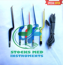 Bipolar Forceps set 5 piece Non Stick with reusable Cort 1mm tip 1.50tip