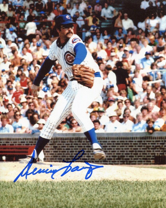 DENNIS LAMP Chicago Cubs (1977-80) signed color photo COA 1983 ALCS