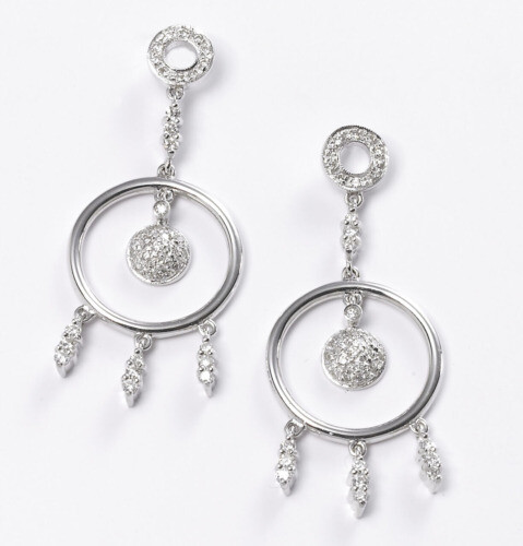Orecchini Vintage A Goccia 2ct Simil Diamante: Placcato Oro 14kt Bicolore Argento 925 - Foto 2