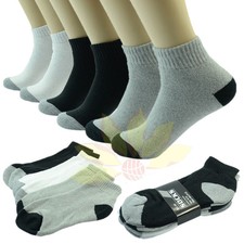 3 Pairs 2tones Ankle Quarter Crew Men Cushioned Sport Socks Cotton Low Cut