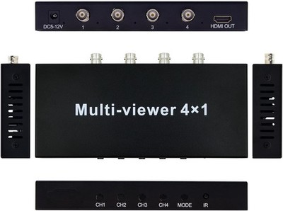 AHD 4x1 Multi-viewer Switcher 4 in 1 Out 1080P HDMI Quad Screen Real... 