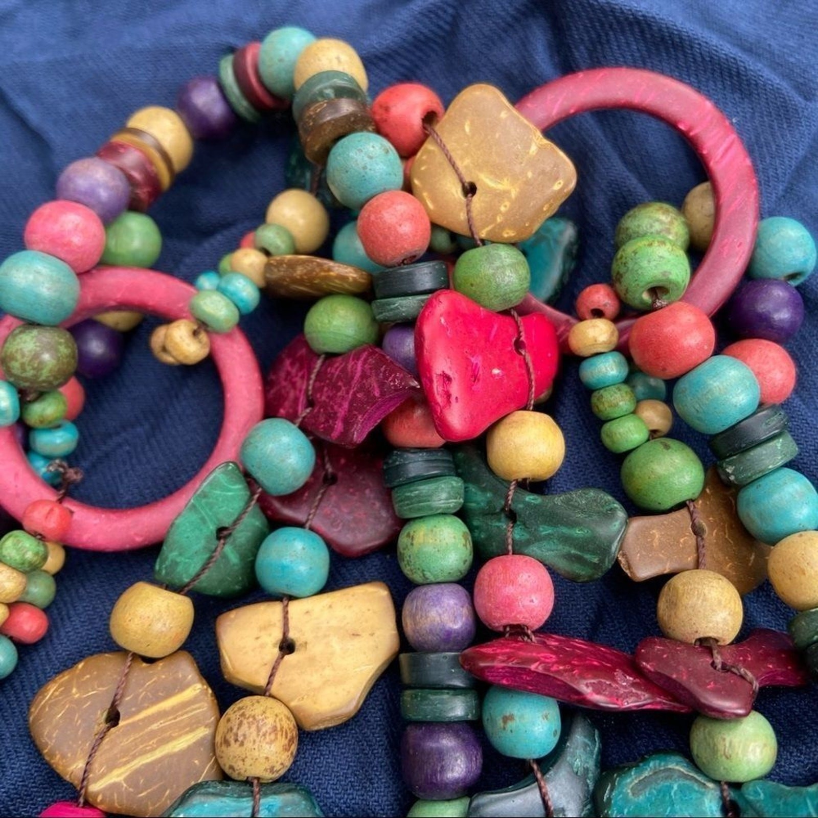 Funky multicolor handmade beaded statement neckla… - image 9