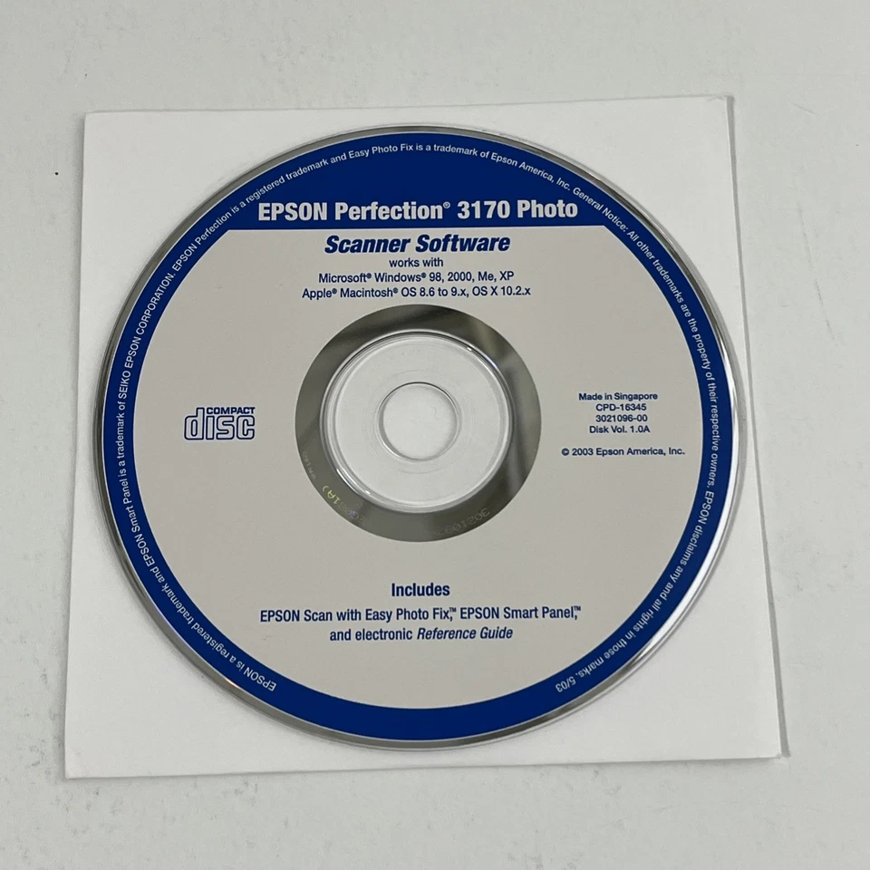 Epson Perfection 3170 Photo Scanner Software CD Windows Mac OS XP 2000 98 - Image 2 of 4