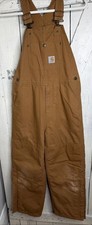 Carhartt Insulated Bib Overalls Youth Size 12 Brown Duck Canvas Workwear
