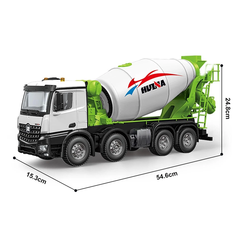 Huina 1537 Metal 1/14 RC Mixer Truck RTR Toys 12CH Radio Battery Light Sound - Image 2 of 4