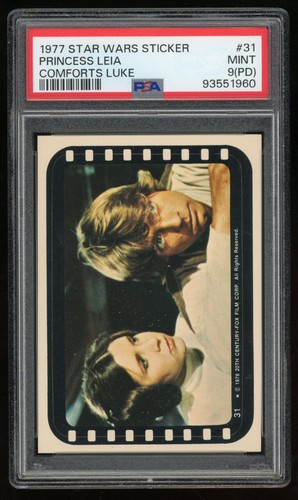 1977 Topps Star Wars Stickers #31 Princess Leia comforts Luke! — PSA (grade unconfirmed)