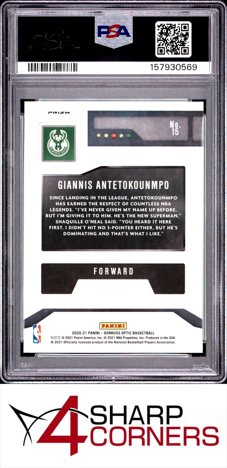 2020 DONRUSS OPTIC T-MINUS 3...2...1 HOLO PRIZM #15 GIANNIS ANTETOKOUNMPO PSA 9 view 2