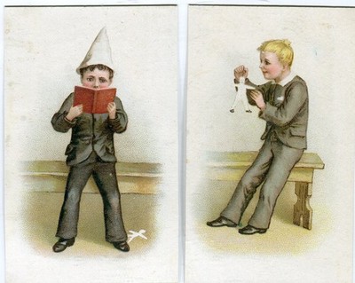 Glanzbilder Oblaten  Lithos Karten Jungs beim Vorlesen - Spielen  9,9 cm