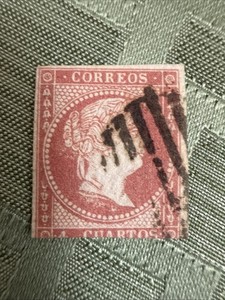 SPAIN Queen Isabella Stamp Madrid 1858 Used